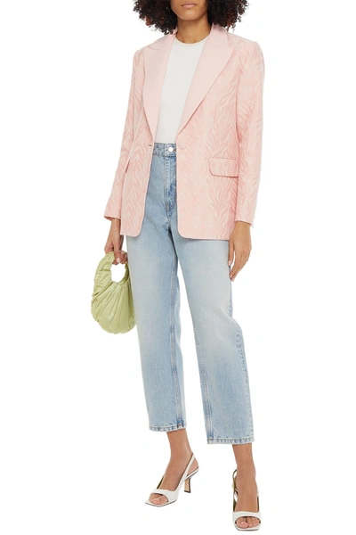 Shop Sandro Zebrey Cotton-blend Jacquard Blazer In Baby Pink