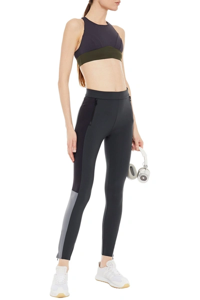 Shop Ernest Leoty Celine Two-tone Stretch Sports Bra In Dark Gray