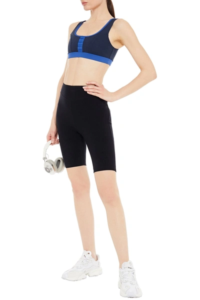 Shop Ernest Leoty Justine Two-tone Stretch Sports Bra In Navy