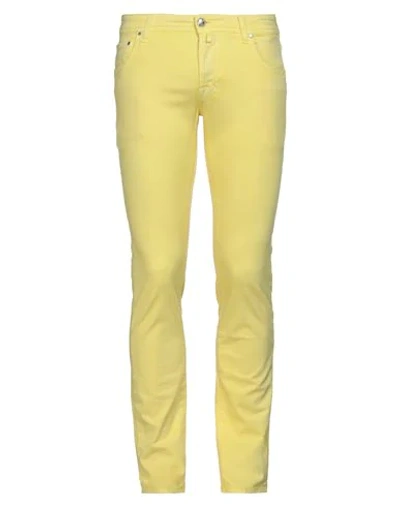 Shop Jacob Cohёn Man Pants Yellow Size 32 Cotton, Elastane