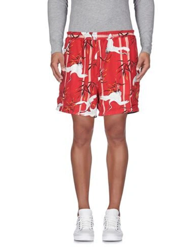Buscemi Bamboo Print Swim Shorts In Red