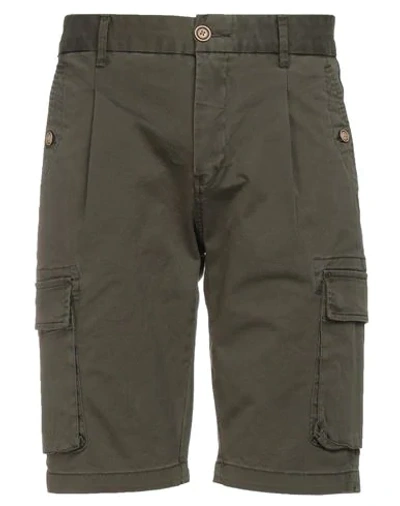 Shop Markup Man Shorts & Bermuda Shorts Military Green Size 26 Cotton, Elastane