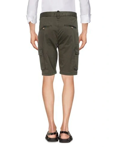 Shop Markup Man Shorts & Bermuda Shorts Military Green Size 26 Cotton, Elastane