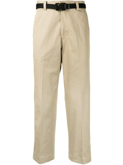 Shop Solid Homme Belted Straight-leg Trousers In Brown
