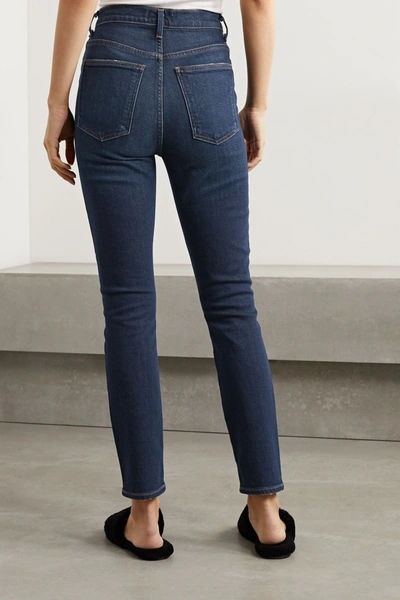 Shop Agolde Pinch Waist High-rise Skinny Jeans In Dark Denim