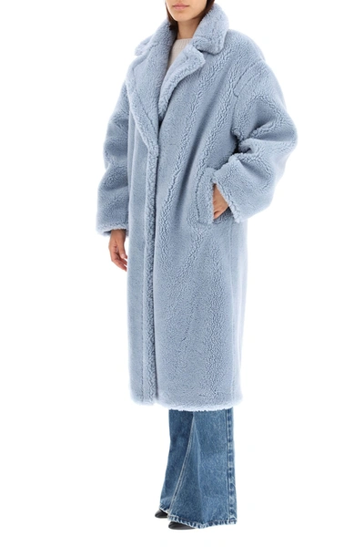 Shop Stand Studio Stand Maria Eco-fur Coat In Light Blue