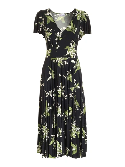 Shop Red Valentino Printed Long Dress In Black