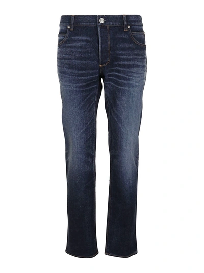 Shop Balmain B Embroidery Jeans In Blue