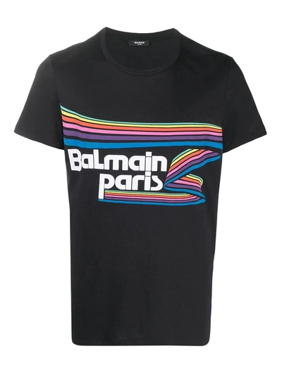 Shop Balmain Rubberized Lettering Print T-shirt In Black