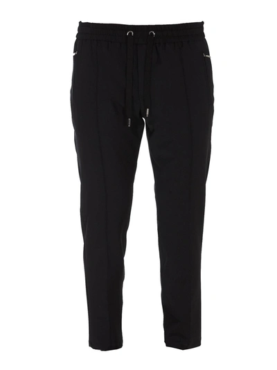 Shop Dolce & Gabbana Stretch Wool Tracksuit Bottoms In Black