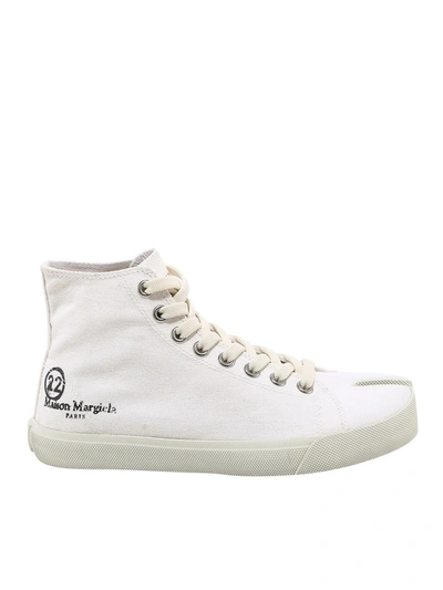 Shop Maison Margiela Tabi Canvas Sneakers In White