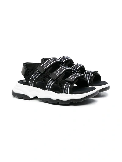 Shop Dolce & Gabbana Teen Logo-strap Sandals In Black