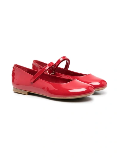 Shop Dolce & Gabbana Teen Round-toe Ballerina Shoes In Red