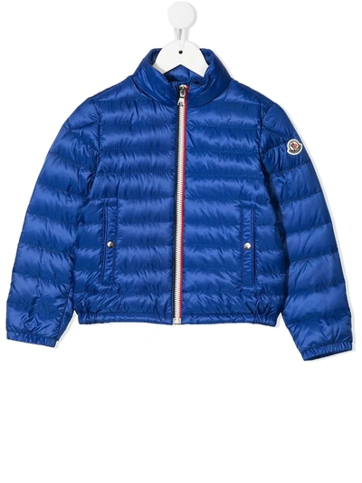 Shop Moncler Down-filled Padded Jacket In Blue