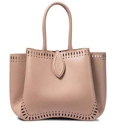 Shop Alaïa Angèle 25 Leather Tote In Pink