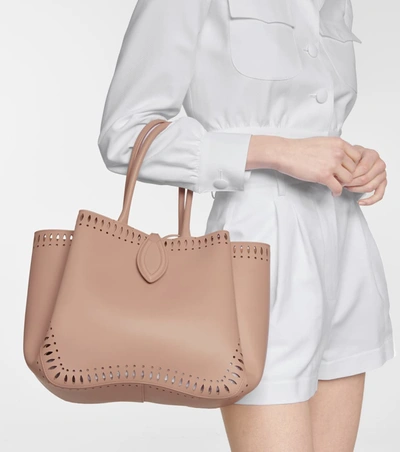 Shop Alaïa Angèle 25 Leather Tote In Pink