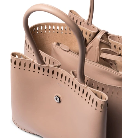 Shop Alaïa Angèle 25 Leather Tote In Pink