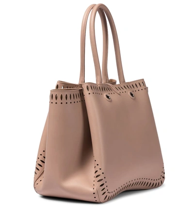 Shop Alaïa Angèle 25 Leather Tote In Pink