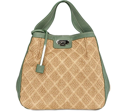 Buti Sacs À Main Lara Straw & Sage Leather Large Shoulder Bag In Vert |  ModeSens
