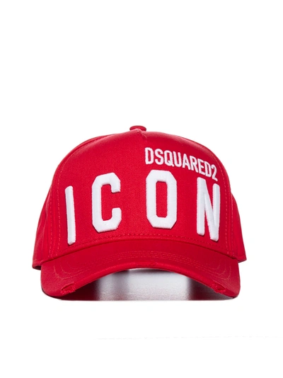 Shop Dsquared2 Hat In Rosso Bianco