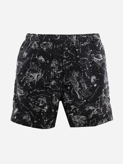 Shop Valentino Swimsuit With All-over Zodiac Map Print In Black