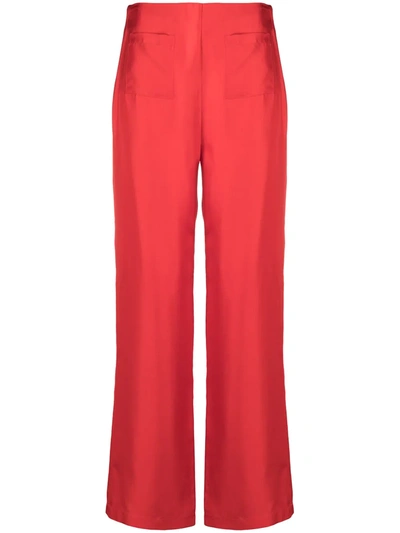 Shop Soulland Asta Wide-leg Silk Trousers In Red