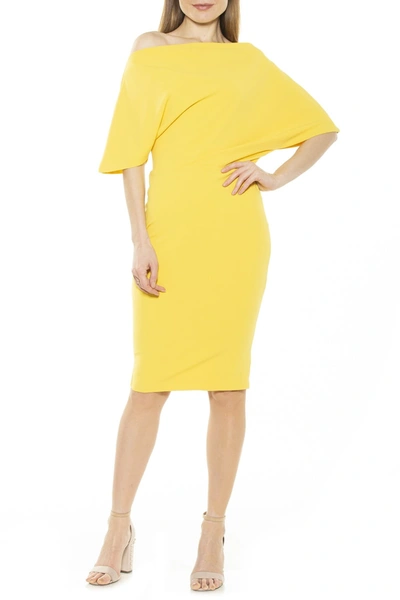 Shop Alexia Admor Olivia Draped One-shoulder Dress In Yellow
