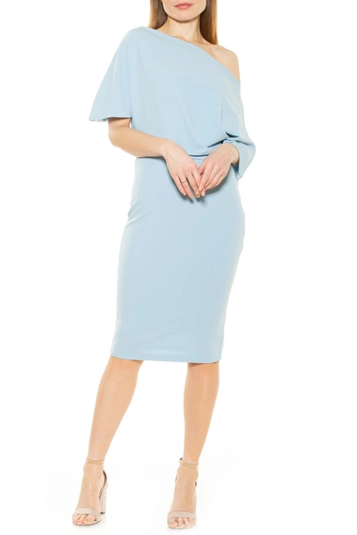 Shop Alexia Admor Olivia Draped One-shoulder Dress In Sky Blue
