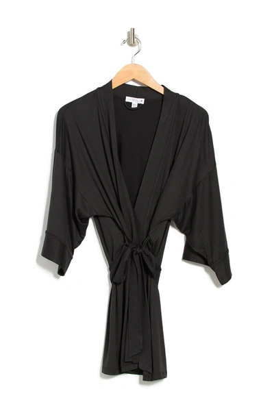 Shop In Bloom By Jonquil Madison Solid Wrap Short Robe In Black