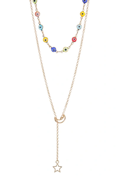 Shop Bp. Glass Bead Pull Layered Necklace In Gold- Multi