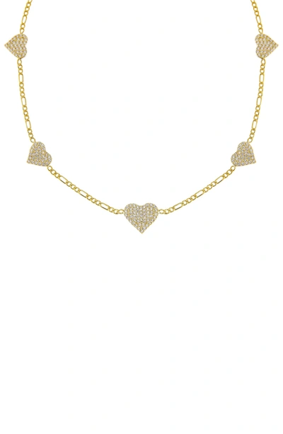 Shop Adinas Jewels Pavé Station Figaro Choker Necklace In Gold