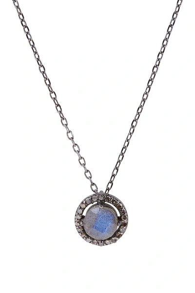 Shop Adornia Fine Echo Round Labradorite Halo Pendant Necklace In Grey