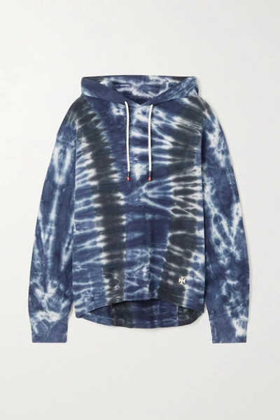 Shop Tory Sport Tie-dyed French Cotton-terry Hoodie In Blue