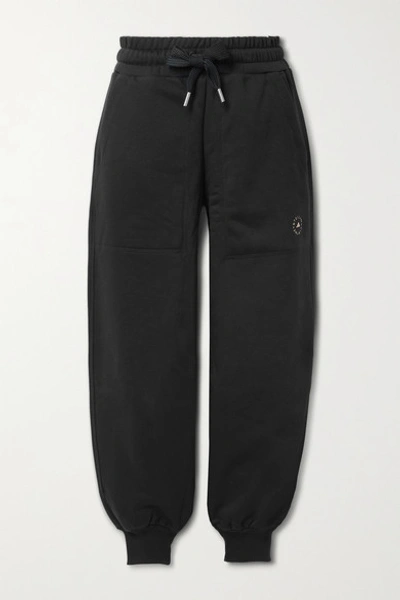 Shop Adidas By Stella Mccartney Cotton-blend Jersey Track Pants In Black