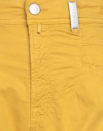 Shop High Woman Pants Ocher Size 12 Cotton, Linen, Elastane In Yellow
