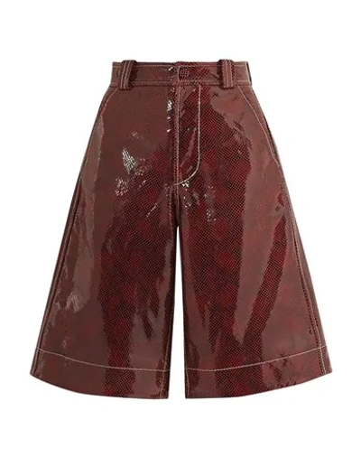Shop Ganni Woman Shorts & Bermuda Shorts Cocoa Size 0 Lambskin In Brown