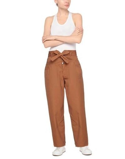 Shop Pinko Woman Pants Camel Size 10 Cotton In Beige