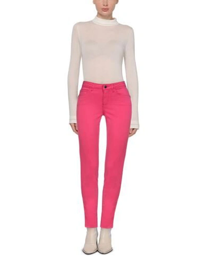 Shop Guess Woman Denim Pants Fuchsia Size 24w-30l Cotton, Elastomultiester, Elastane In Pink