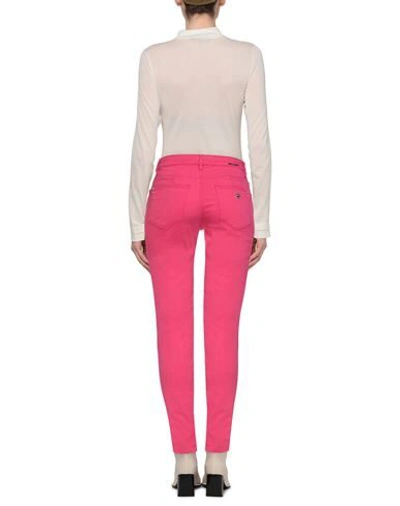 Shop Guess Woman Denim Pants Fuchsia Size 24w-30l Cotton, Elastomultiester, Elastane In Pink