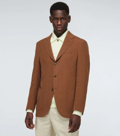 Shop Loro Piana Madrid Sartorial Linen Blazer In Brown