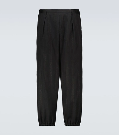Shop Saint Laurent Hakama Pleated Wool-blend Pants In Black