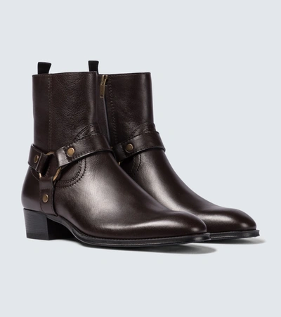 Shop Saint Laurent Wyatt Harness Chelsea Boots In Brown