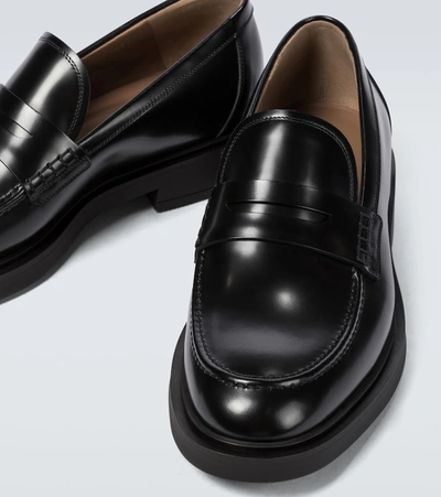 Gianvito Rossi Harris Polished-leather Penny Loafers In Black