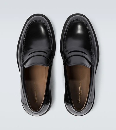 Gianvito Rossi Harris Polished-leather Penny Loafers In Black