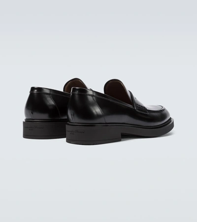 Gianvito Rossi Harris Polished-leather Penny Loafers In Black