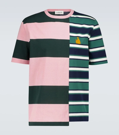Shop Lanvin Striped Colorblocked T-shirt In Multicoloured