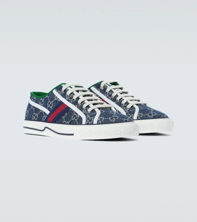 Shop Gucci Tennis 1977 Gg Sneakers In Blue