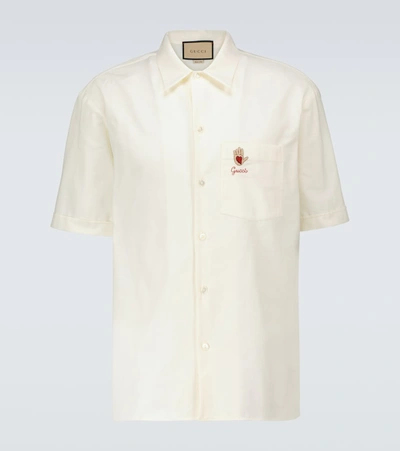 Shop Gucci Oxford Cotton Bowling Shirt In White