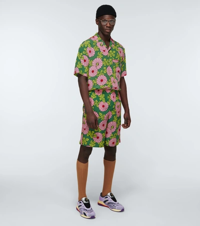 Shop Gucci Ken Scott X  Silk Shorts In Green