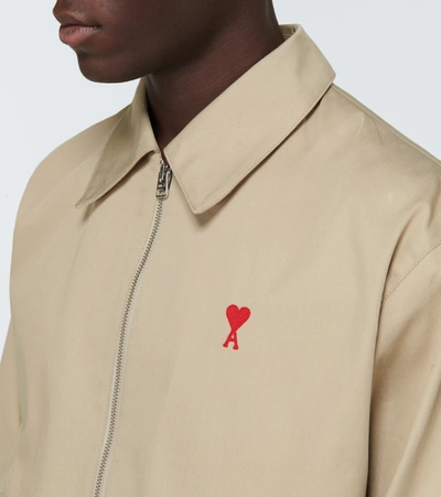 Shop Ami Alexandre Mattiussi Ami De Coeur Zipped Jacket In Beige